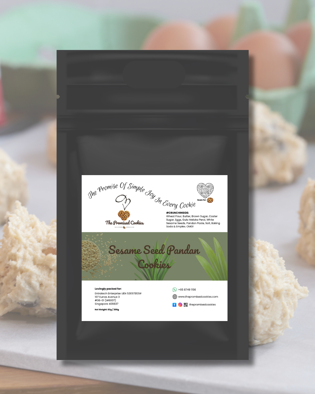 Sesame Seed Pandan Cookie